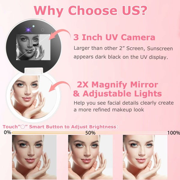 UV Test Makeup Mirror Sunscreen Mirror Sunscreen Camera 3.8 Inch Rechargeable Carousel 2