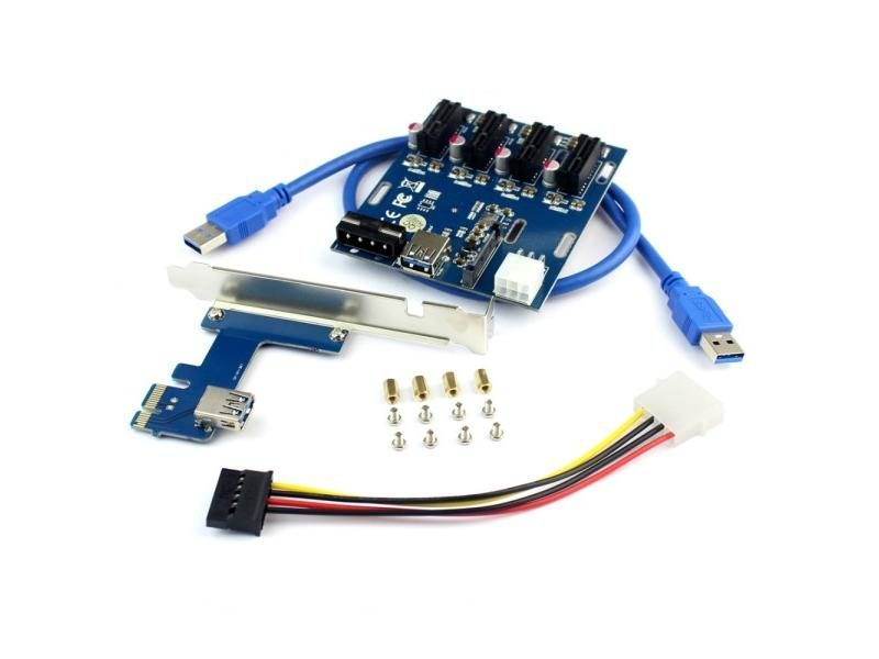 PCIe 1 To 4 PCI Express 1X Slots Riser Card Mini ITX To External 4 PCI-e Slot Carousel 1