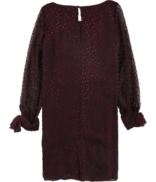 Taylor Womens Velvet-Dot Shift Dress Carousel 2
