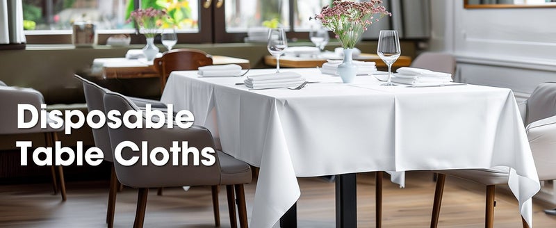 White Plastic Table Cloth Rectangle Table 8 Pack Tablecloth Carousel 1