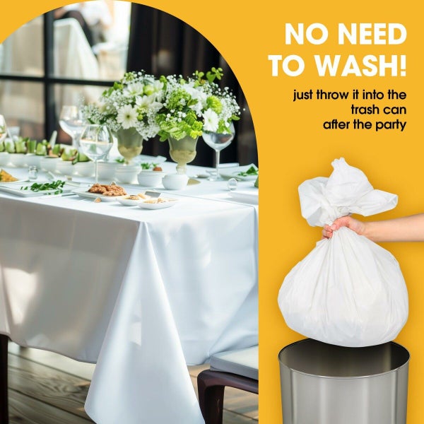 White Plastic Table Cloth Rectangle Table 8 Pack Tablecloth Carousel 18