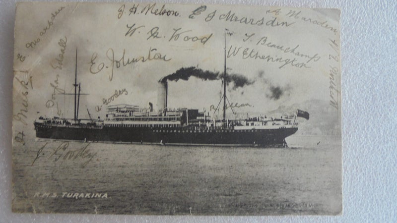 Postcard. RMS Turakina, NZ Shipping Co, (Sunk by U-boat in 1917) Carousel 1