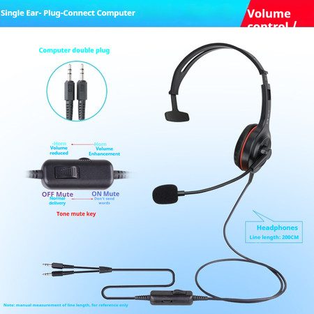 Single Ear for Laptop Cell Mobile Phone Noise Cancelling Headset Call Center Carousel 6
