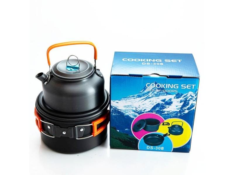 Camping Cookware Set Aluminum Nonstick Portable Outdoor Tableware Kettle Pot Carousel 1