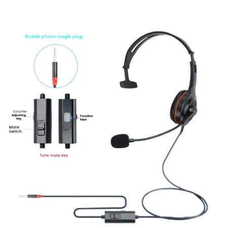Single Ear for Laptop Cell Mobile Phone Noise Cancelling Headset Call Center Carousel 1