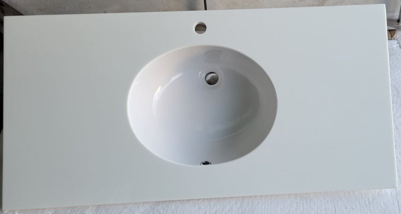 Engineered stone vanity top shiny white 110cm Carousel 2