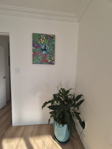 New Zealand Tui & flowers abstract acrylic painting62854318355713112