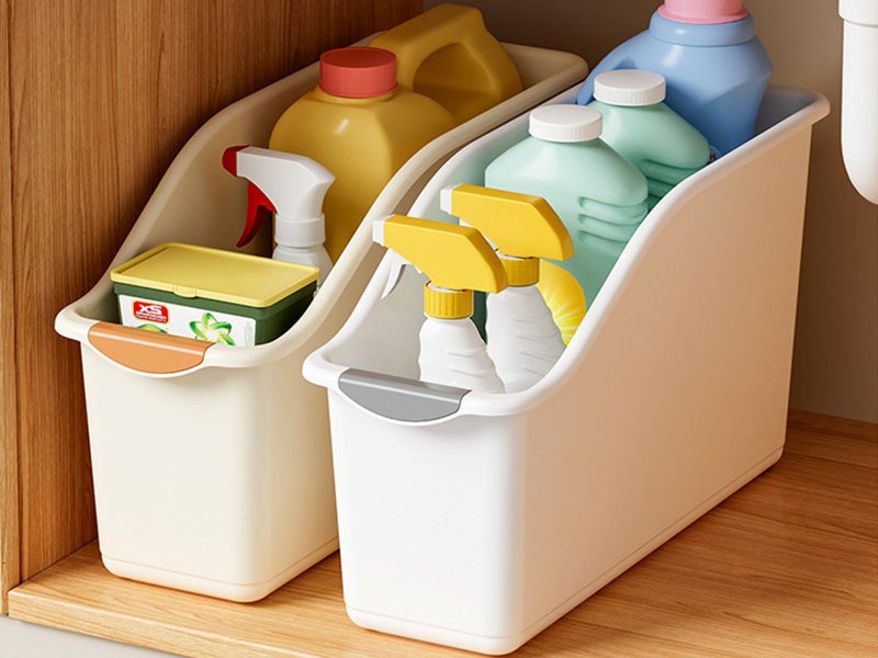 2X Pull Out Cabinet Organizer Bin with Wheel Kitchen Pantry Pulley Storage Box S Carousel 2