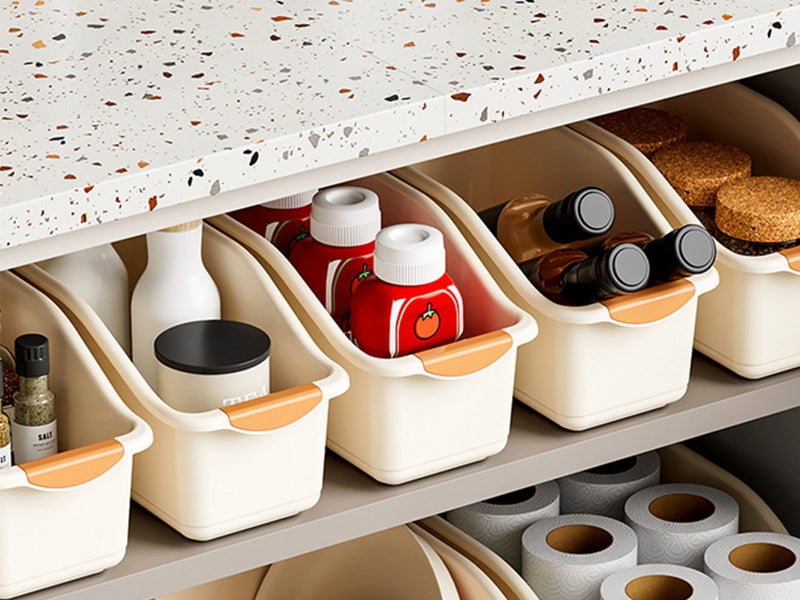 2X Pull Out Cabinet Organizer Bin with Wheel Kitchen Pantry Pulley Storage Box S Carousel 4