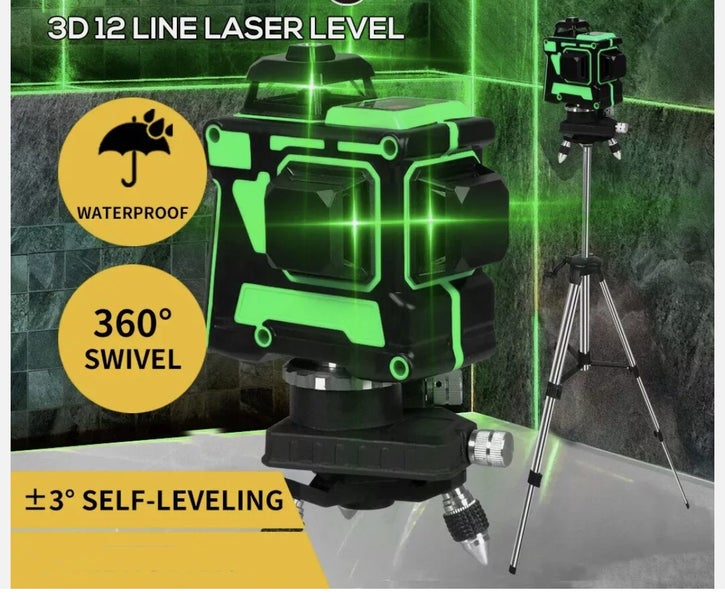 Laser Level Green Self Leveling Tripod 12 Line 360° Rotary Cross Measure Tool Carousel 1