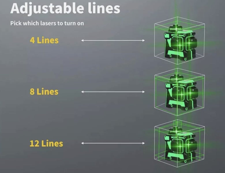 Laser Level Green Self Leveling Tripod 12 Line 360° Rotary Cross Measure Tool Carousel 2