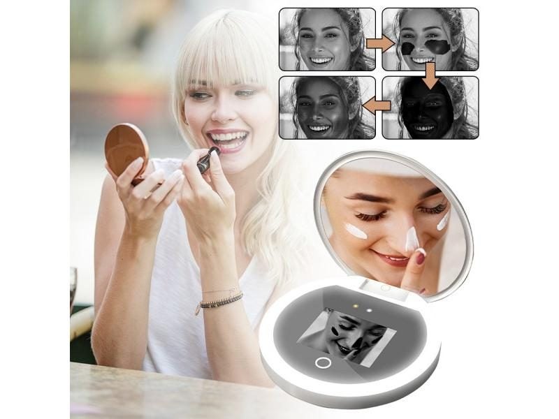 UV Sunscreen Test Camera Makeup Mirror With LED Portable Rechargeable Mirror Carousel 1