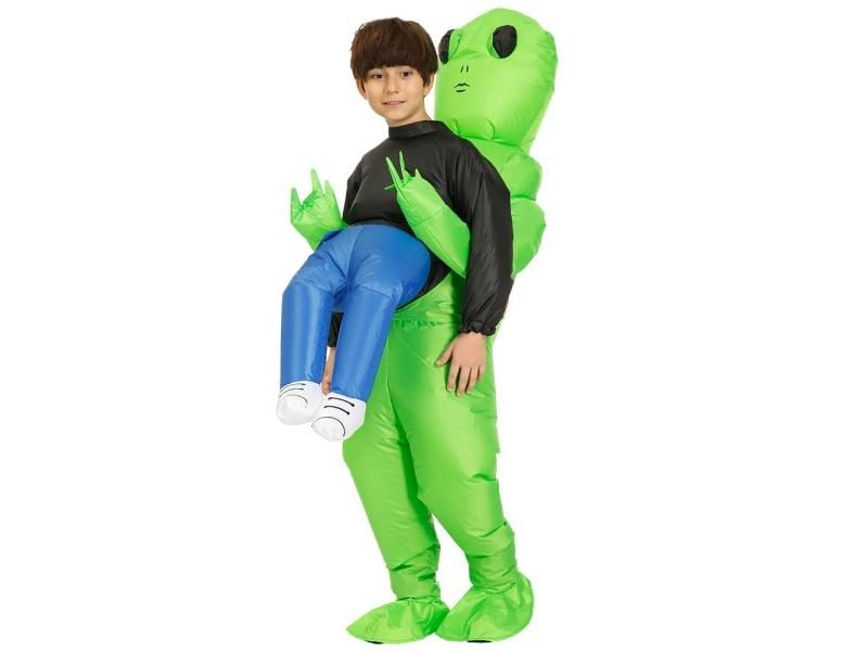 Alien Mascot Costume Green Alien Carrying Human Adult Inflatable Costume Anime Carousel 1
