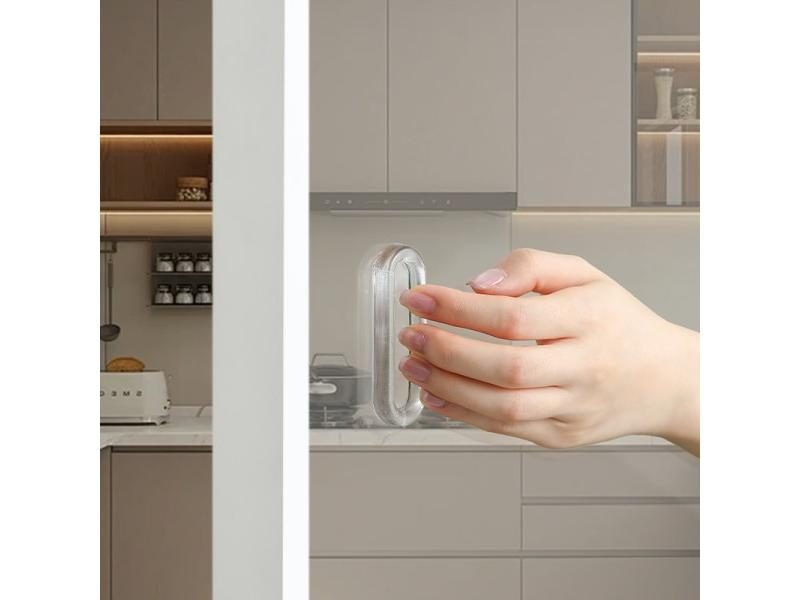 4PCS Self-Adhesive Sliding Door Handle Transparent Plastic Soft PU Door Handle Carousel 1