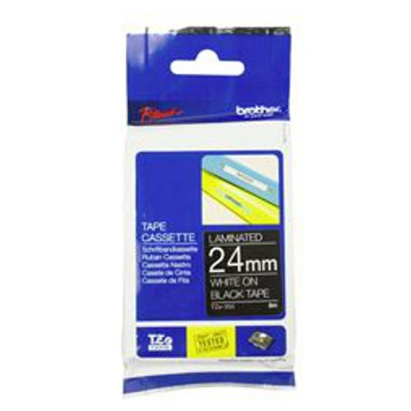 Brother Tze 24mm White On Black Tape - 8m (BCL162) Carousel 1