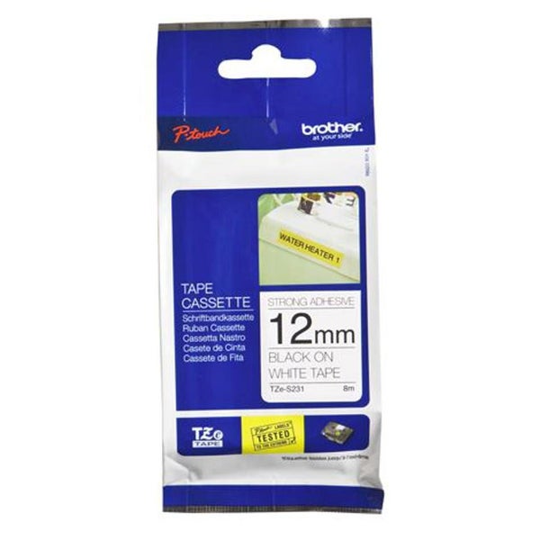 Brother 12mm Non-Laminated Black on White Tape (BCL251) Carousel 1