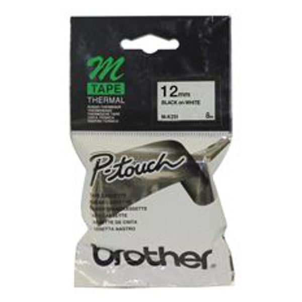 Brother Mk-231 12mm Label Tape - Black on White (BCL344) Carousel 1