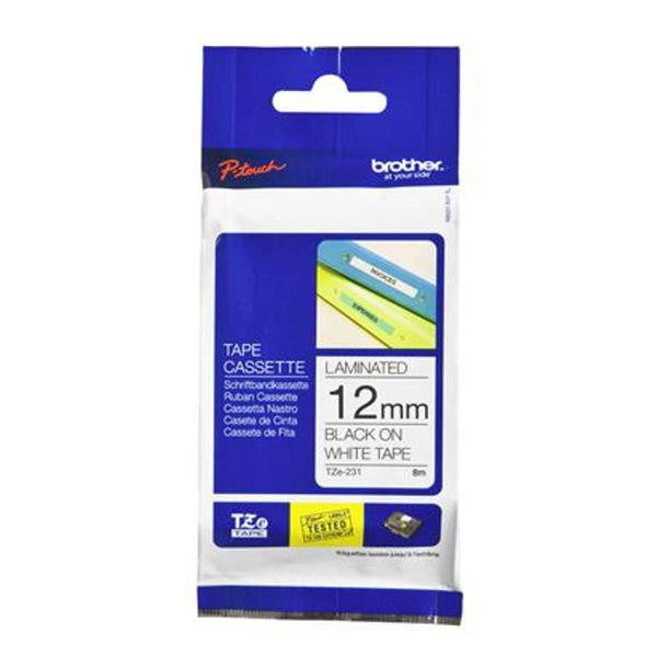 Brother 12Mm Laminated Tape - Black On White (BCL136) Carousel 1