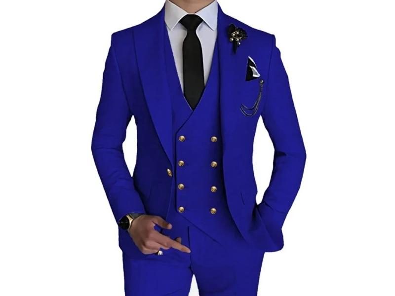 Fashion Men Leisure Boutique Single Buckle Slim Fit Dress Wedding Suit 3 Piece Carousel 1