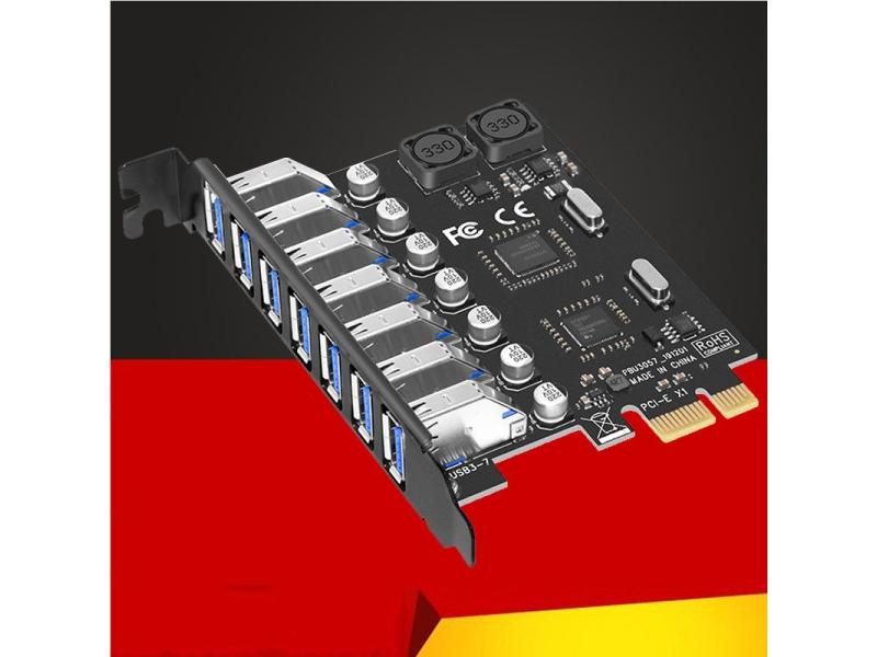 NEW 7 Port USB 3.0 PCI Express X1 Expansion Card PCI-E PCI E USB 3.0 Board USB3 Carousel 1