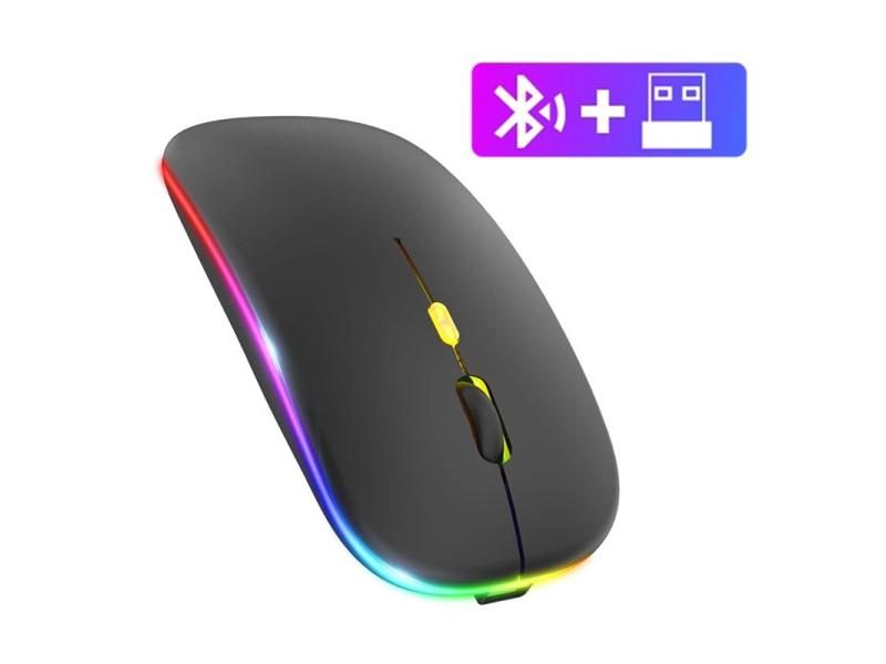 Wireless Mouse 2.4Ghz Bluetooth Rechargeable Mouse Silent LED Backlit USB Carousel 1
