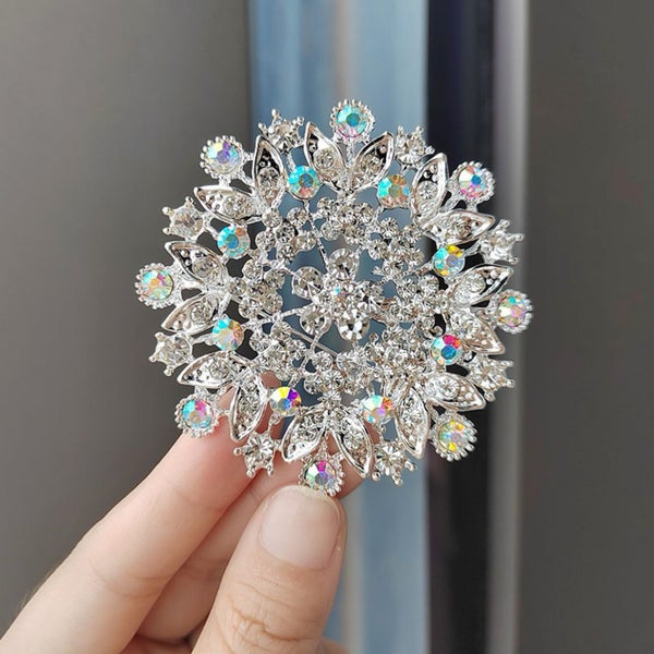 Iridescent Snowflake Brooch – Vintage-Inspired Sparkle Pin Carousel 1