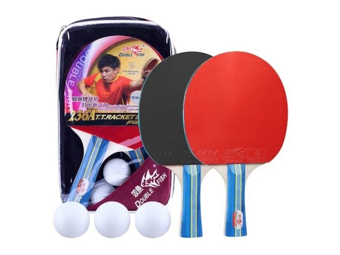 Double Fish Table Tennis Bat & Ball Set Carousel 1