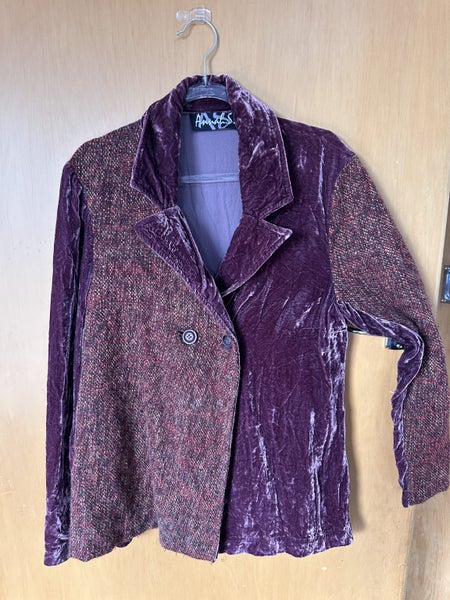 Vintage Annah S. Velvet & Tweed Blazer – Made in NZ – Size S629462014995231128