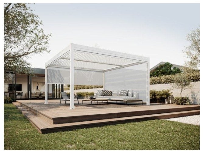 Louvre Roof System Mesh Blind 3.7m White Carousel 8