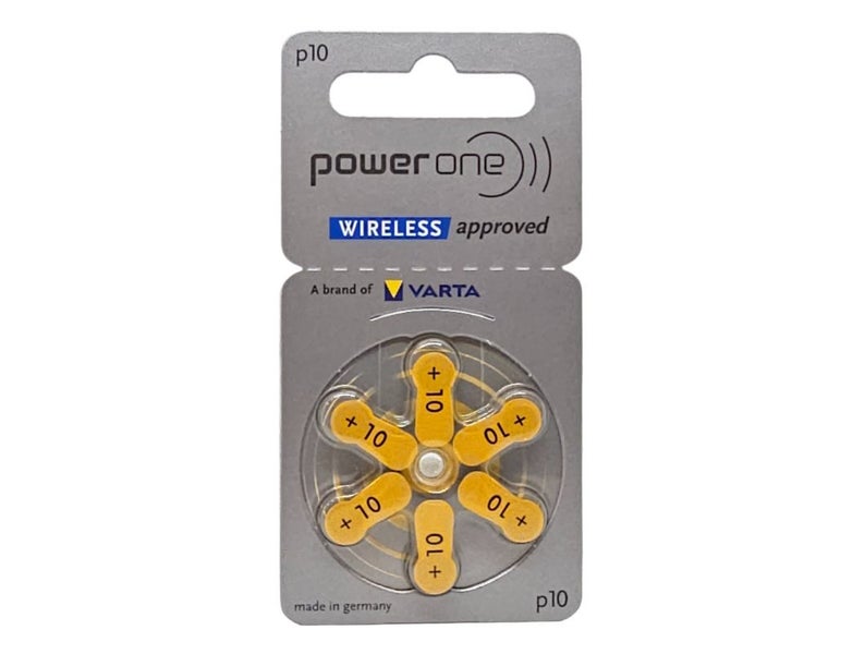 PowerOne P10 (PR70, size 10) Zinc Air Hearing Aid Batteries - Pack of 6 Carousel 1