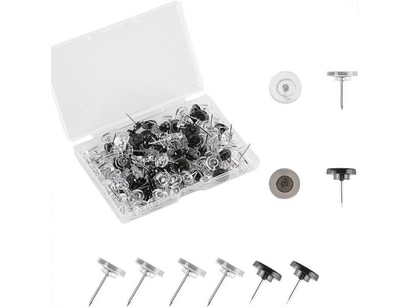 100pcs Transparent Push Pins Round Head Nail Thumb Tacks Clear Stick Pins Push Carousel 1