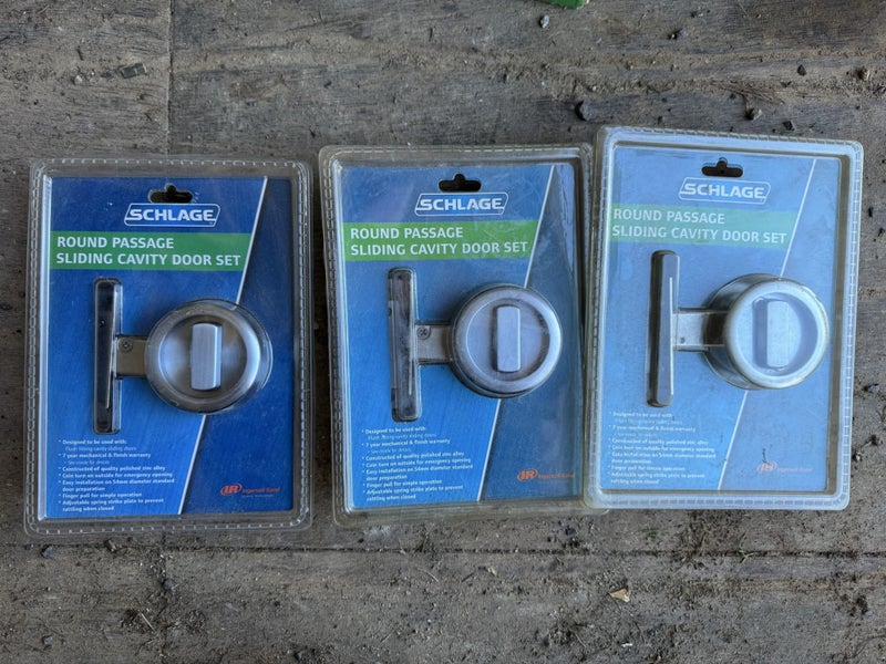 3 x Schlage Round Passage Sliding Cavity Door Set Carousel 1