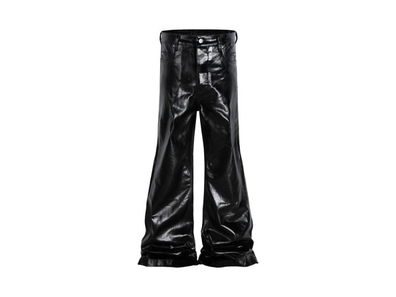 Black-coated Glossy Patent PU Leather Micro-lapped Jeans Japanese Carousel 1