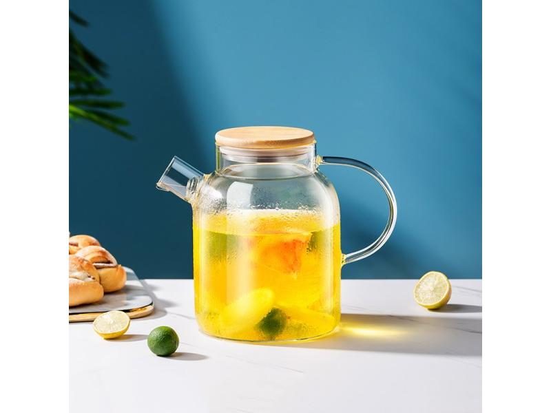 GIANXI Round Spout Glass Water Jug Large Capacity Transparent Heat-Resistant Carousel 1