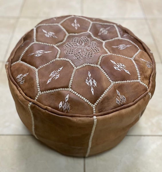 PREMIUM Handcrafted Moroccan Leather Pouf Carousel 2