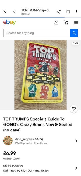 Toop trumps cards,,, guide to GOGO,s crazy bone,,2009 Carousel 3