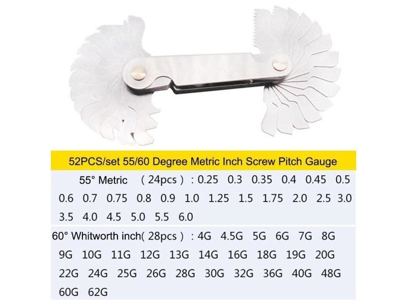 55/60 Degree Metric Inch Thread Plug Gauge Gear Tooth Screw Pitch Gauges Carousel 1