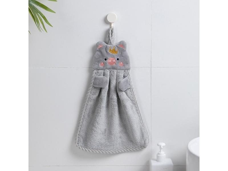 1Pcs Kawaii Piggy Hand Towel Hangable Absorbent Hand Wiping Cloth Cartoon Crown Carousel 1
