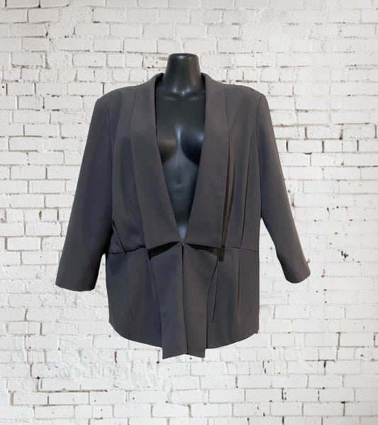 Jeanswest Grey Blazer – Size 12, Clasp Front, 3/4 Sleeve, Smart Casual Blazer64443660877570110