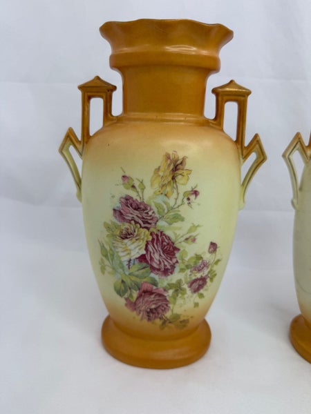 Pair Large Austrian Art Deco Two Handled Vases (21176)62959509772802111