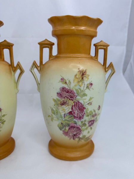 Pair Large Austrian Art Deco Two Handled Vases (21176)62959509772802112