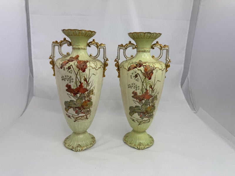 Pair Large Austrian Bohemian Two Handled Vases (21177)62959509784579119