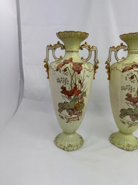 Pair Large Austrian Bohemian Two Handled Vases (21177)62959509784579111