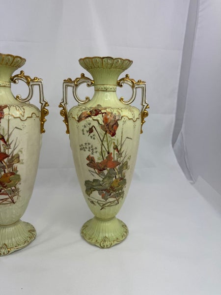 Pair Large Austrian Bohemian Two Handled Vases (21177)62959509784579112