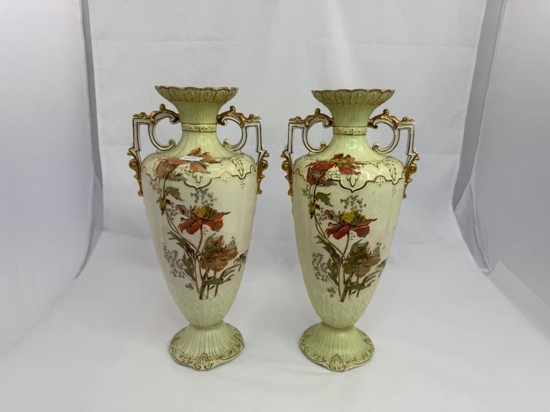 Pair Large Austrian Bohemian Two Handled Vases (21177)62959509784579113