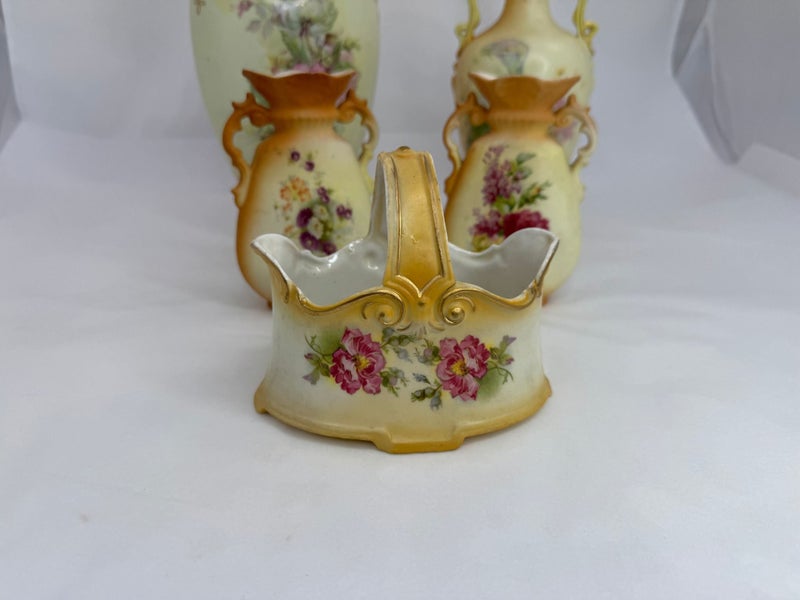 Five Austrian Two Handled Vases and Basket (21181)62956659018241113