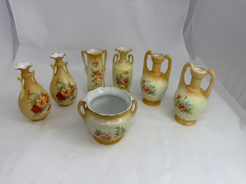 Seven Austrian Porcelain items - Orange Tonnings (21184)629576110576651113