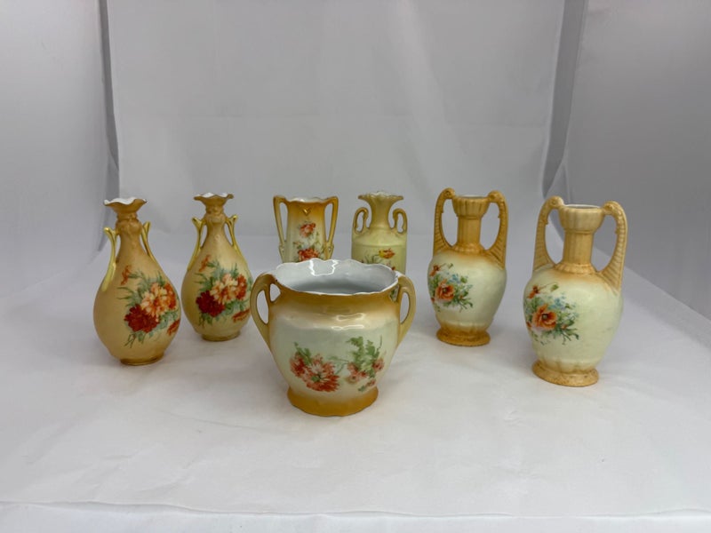 Seven Austrian Porcelain items - Orange Tonnings (21184)62957611057665111