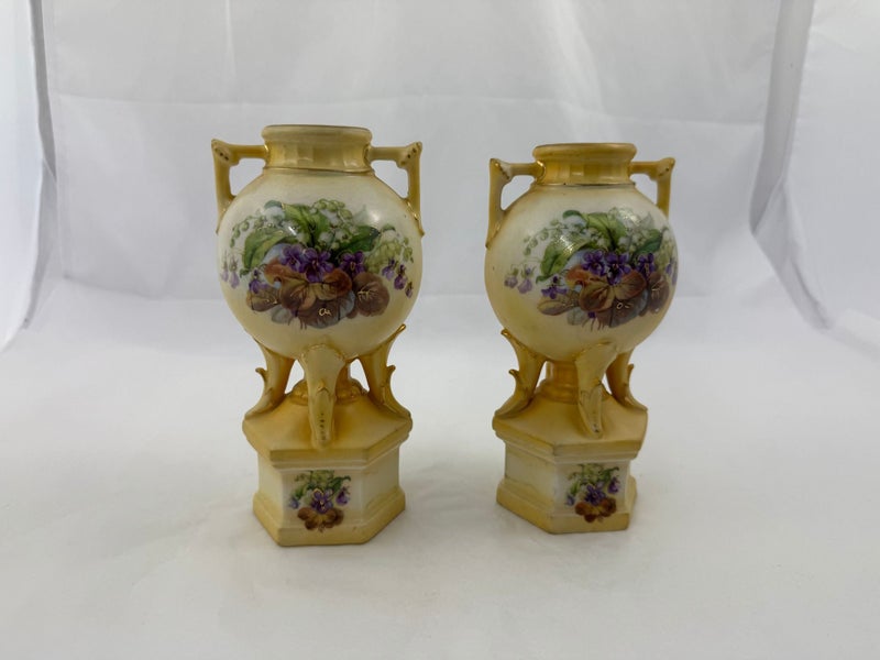Two Matching Amphora Austrian Porcelain Vases (21186)629557088010271115