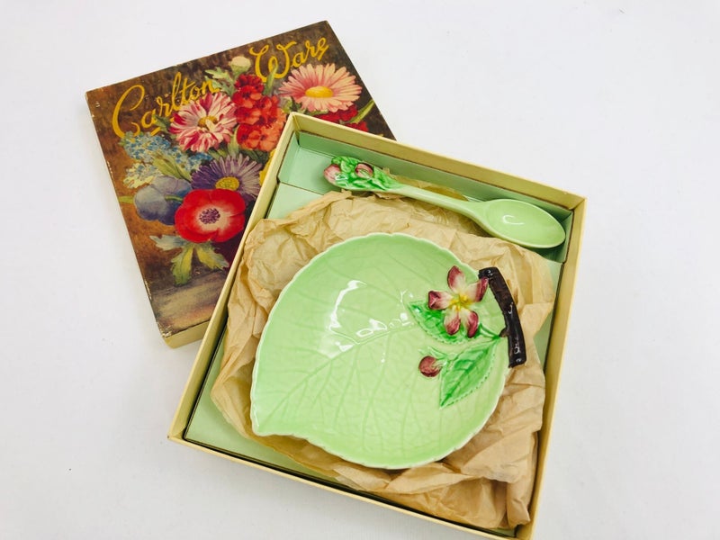 Carlton Ware Apple Blossom Green Jam Set (21173)629595097789461110